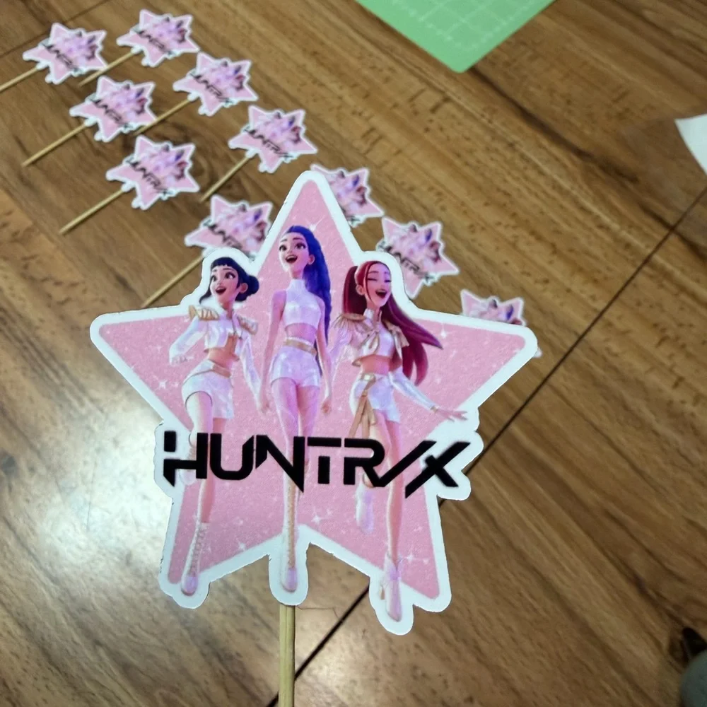 Pink Star Party Huntrix Cupcake Toppers